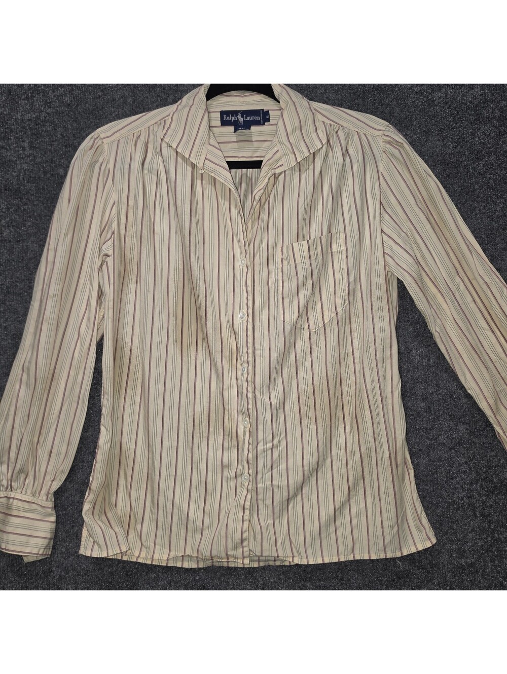 RL32. Vintage Ralph Lauren Striped Cotton Button Down Shirt Size 6 Preppy Y2K